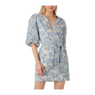 Aaiko Kleedjes, Dames, Veelkleurig, M, Bailey Lace Mini Jurk Lichtblauw