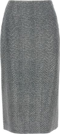 Ermanno Scervino Gray Silk Midi Womens Skirt