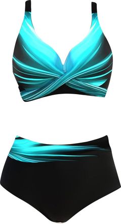 Generic Bikini Sets for Women UK High Waisted V Neck Padded Two Pieces Bathing Swimsuits Swimming Tops for Women Crisscross Sports Bra Ruched Retro Swimmwear 