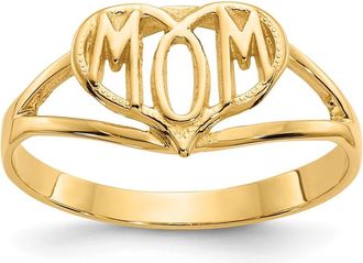 Diamond2Deal 14k Yellow Gold Polished Mom Heart Ring