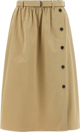 Prada Beige Cotton Midi Womens Skirt