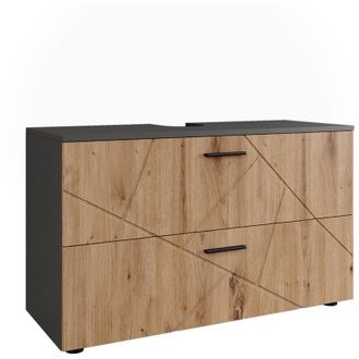 Vicco Mobiletto per lavabo Irma, Antracite/quercia dorata, 100.1 x 60.6 cm con 2 cassetti, Vicco