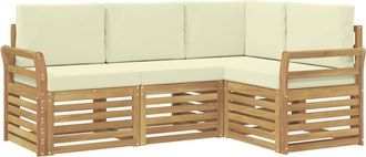 vidaXL Conjunto De Sof&aacute;s De Exterior 4 Uds. Blanco Y Crema Poli&eacute;ster Vidaxl