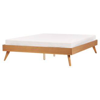 Beliani Cama Moderna Con Somier De Listones De Mdf 160 X 200 Cm Madera De Fresno Natural Berric