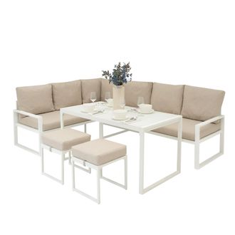 MonsterShop Aluminium Corner Sofa Set - White