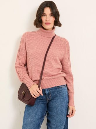 Fat Face FatFace Freida Rose Pink Turtle Neck Knitted Jumper