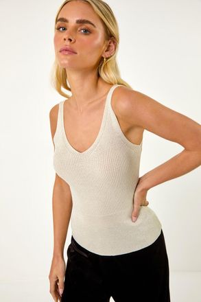 Roman Ribbed Shimmer Knit Vest
