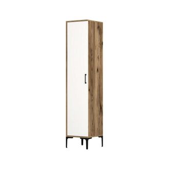 Dmora Armario multiusos 1 puerta efecto madera nogal, blanco 40x201 cm