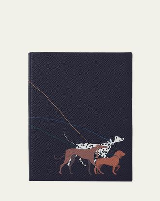 Smythson Dogs Soho Panama Leather Notebook