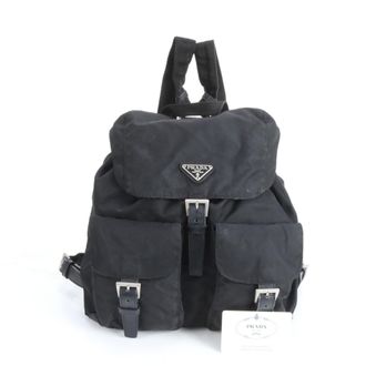 Prada Black Nylon Leather Backpack (Pre-Owned)