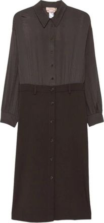 Twinset Vestido Midi Bi-material - Dresses - Mujer - Marr&oacute;n - L