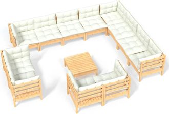 vidaXL Muebles De Jard&iacute;n 13 Piezas Cojines Madera Maciza De Pino Vidaxl