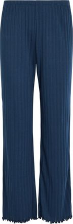 Eberjey Straight-leg Pointelle-knit Trousers - Navy - S (UK8-10 / S)