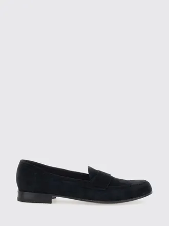 Lidfort Classic Suede Calfskin Loafers with Saddle Strap