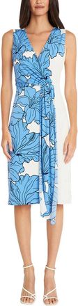 Maggy London Sleeveless Floral Contrast Dress In Ivory Fren