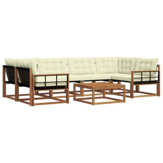 vidaXL Conjunto De Sof&aacute;s De Exterior Con Coj&iacute;n 7 Pcs Natural Y Crema Vidaxl