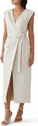 Shona Joy Newman Sleeveless Blazer Midi Dress In Parchment