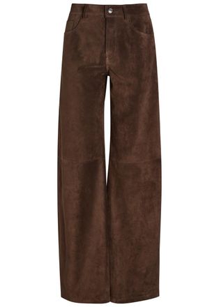 ARMARIUM Luke Wide-leg Suede Trousers - Brown - 42 (UK10 / S)