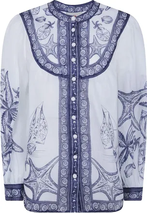 Farm Rio Shirt Long Sleeve Coast Scarf