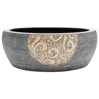 Berkfield Home Countertop Basin Black & Brown Round OE&para;41x14 cm Ceramic | Size: 41x14 cm