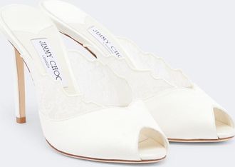 Jimmy Choo London Mules Brigitte de sat&eacute;n con encaje