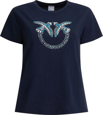 Pinko Blauw T-shirt voor vrouwen - Dames - T-shirts - Blauw - M - Katoen - Tops
