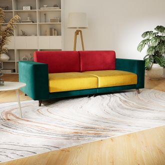 MYCS Sofa 2-Sitzer Samt Rapsgelb Samt - Elegantes, gemütliches 2-Sitzer Sofa: Hochwertige Qualität, einzigartiges Design - 208 x 75 x 98 cm, konfigurierbar