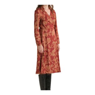 Maliparmi Sweet Foliage Jurk - Dames - Wikkelkleedje - Rood - XL - Polyester - Kleedjes