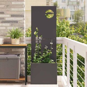 vidaXL Macetero De Jard&iacute;n Con Panel Decorativo Negro 50 X 140 Cm Vidaxl