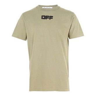 Off-white Logo Printing Round Neck Short Sleeve Ordinary Version Green OMAA027F21JER0035510