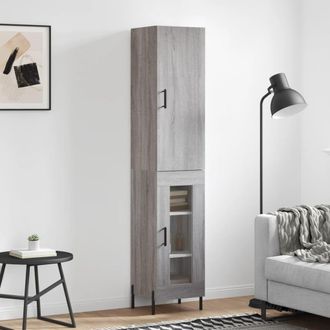 vidaXL Aparador Alto Madera Contrachapada Gris Sonoma 34,5x34x180 Cm Vidaxl
