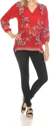 Johnny Was Zadonia Nemma Blouse In Savvy Red