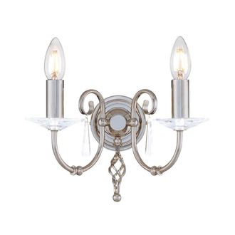 Netlighting Aegean 2 Light Indoor Candle Wall Light Polished Nickel E14 in Grey