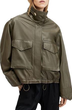 AllSaints Clay Leather Jacket in Khaki Green at Nordstrom Rack, Size Medium