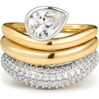 Luv AJ The Marais Set of 3 Wave Rings in Gold at Nordstrom, Size 7