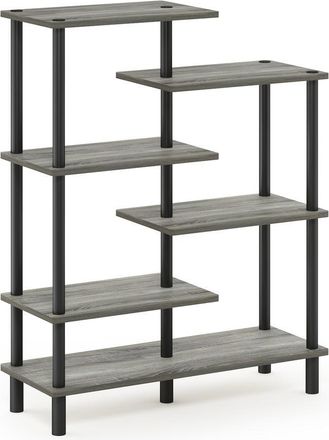 Furinno Turn-N-Tube 6-Tier Accent Display Rack, French Oak Grey/Black