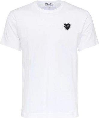 Comme Des Gar&ccedil;ons Embleem Rhinestone T-shirt in Wit Zwart - Heren - T-shirts - Wit - XS - Tops