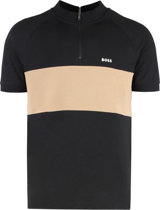 HUGO BOSS Black Half-Zip Logo Polo