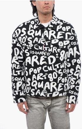 Dsquared2 Giubbotto in Denim POP 80S con Stampa Lettering taglia 52