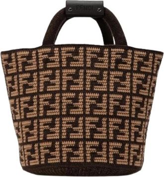 Fendi Pre-owned Gebreide Kasjmier Tote - Dames - Vintage Shopper - Bruin - ONE Size - Kasjmier - Vintage