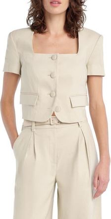 Favorite Daughter The Mayfair Linen Blend Top in Light Khaki at Nordstrom, Size X-Small