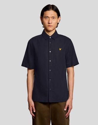 Lyle & Scott Lyle And Scott Mens Short Sleeve Linen Blend Shirt - Black - Size: 42/Regular