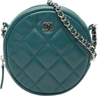 Chanel Pre-owned Cross Body Bags, female, Blue, Size: ONE SIZE Pre-owned Leather Crossbody Bag