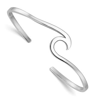 Diamond2Deal Sterling Silver Rhodium-plated Polished Wave Bangle
