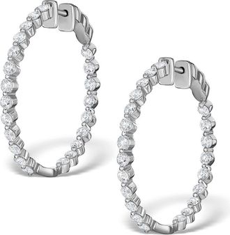 The Diamond Store Diamond Hoop Emily Earrings 3.06ct H/Si in 18K White Gold - P3489Y
