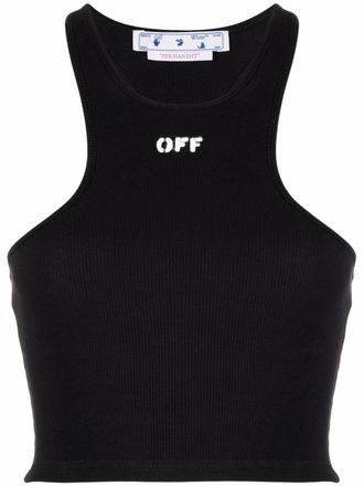 Off-white Top Off-Stamp crop a coste - Nero