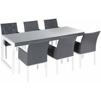Beliani Set di tavolo e 6 sedie da giardino in alluminio grigio Bacoli