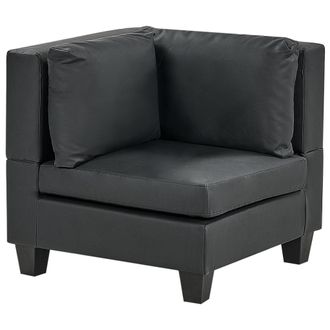 Beliani Sill&oacute;n Modular Esquinero De Piel Sint&eacute;tica 1 Plaza Acolchado Con Coj&iacute;n Negro Unstad