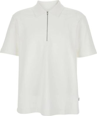 Jil Sander Polo Shirt met Rits - Heren - Polos - Wit - S - Katoen - Tops