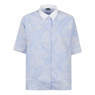 Fay Shirts, female, Blue, Size: XS 3/4 Sleeve Shirt